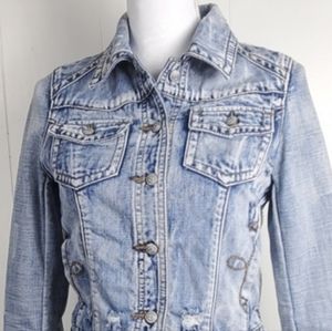 Lost factory distressed jean jacket size small